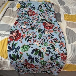 Blue Flower Print Dress